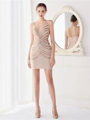 Wave gradient bead short party dress