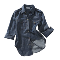 Military-Style Denim Shirt