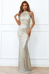 Tassel sequin host fishtail long slim dress