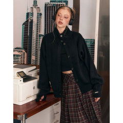 Ribbed Knit Texture Button-Up Cardigan