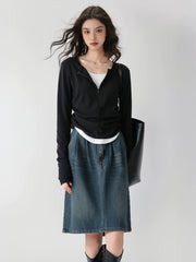 Color Block Mock Two-piece Knit Base Layer