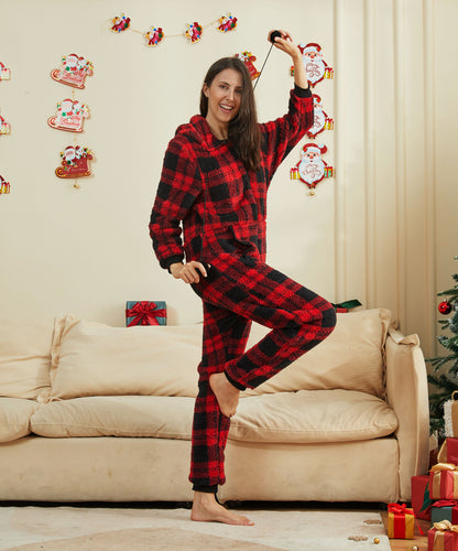 Warm Double-Sided Plaid Christmas Pajama Suit