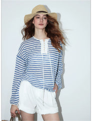 Nautical Lace-Up Striped Top