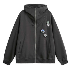 Zip Hooded Grey Coat
