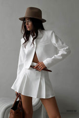 Stand-up Collar Cardigan Suit