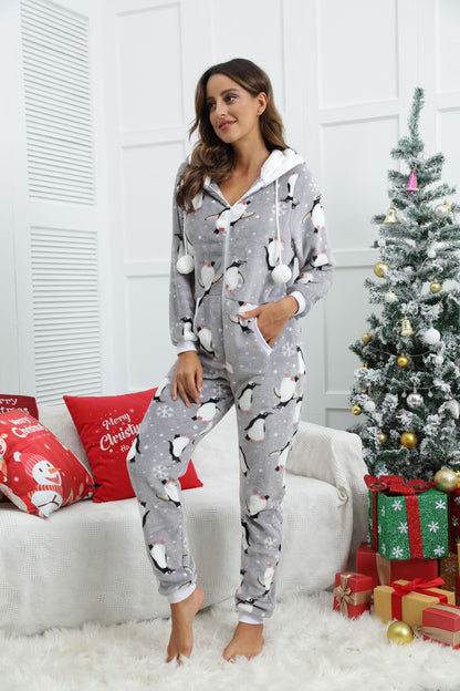 Halloween Flannel One-Piece Pajama Homewear Suit