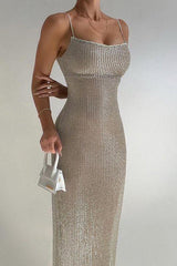 knitted tube top suspender maxi dress