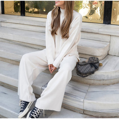 Fashion Loose Casual Knit Long Pants Two-Piece Suit