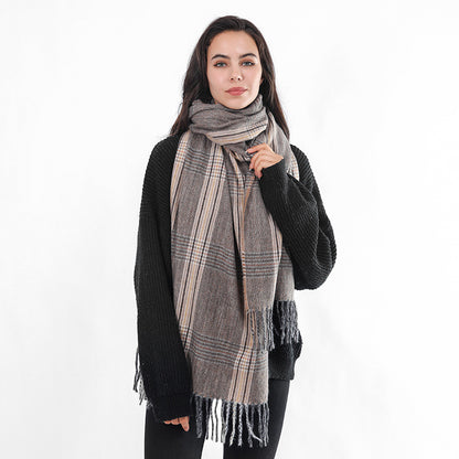 New Autumn Winter Tassel Fringe Plaid Retro Women's Scarf