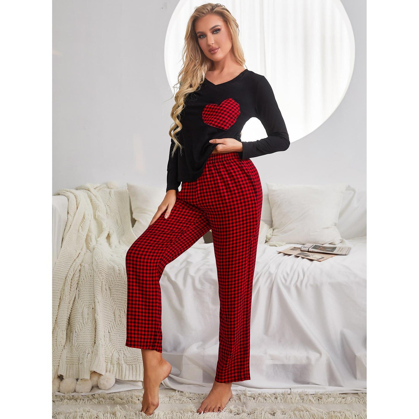 Cozy Christmas Heart Long Sleeve Pajama Suit