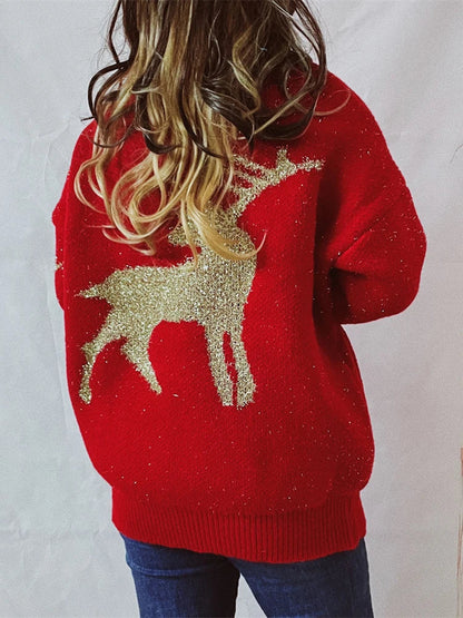 Chic O-Neck Long Sleeve Knitted Christmas Sweater