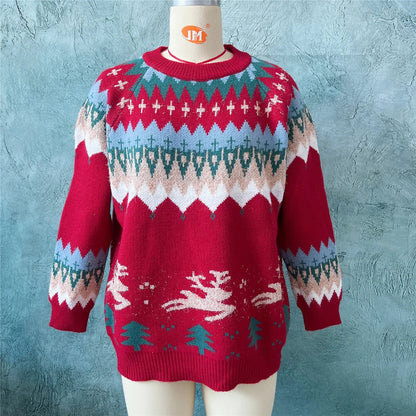 Elk Christmas Tree Gold Pullover Christmas Sweater