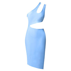 One Shoulder Sleeveless Asymmetrical Midi Bandage Dress PZC1662