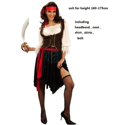 Carnival Jack Costume Sparrow Pirates Captain Halloween Cosplay Caribbean