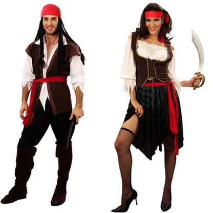 Carnival Jack Costume Sparrow Pirates Captain Halloween Cosplay Caribbean