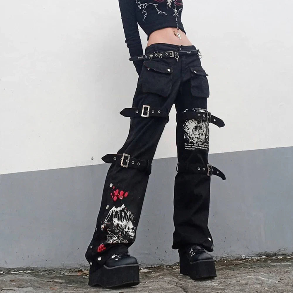 Alt Bandage Halloween Denim Punk Dark Pants