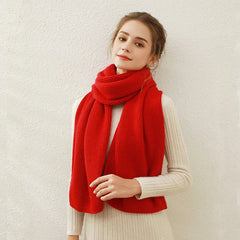Cashmere Rib Knit Winter Scarf - Long Muffler For Women Flame Red / L170Cm W30Cm Scarfs-L
