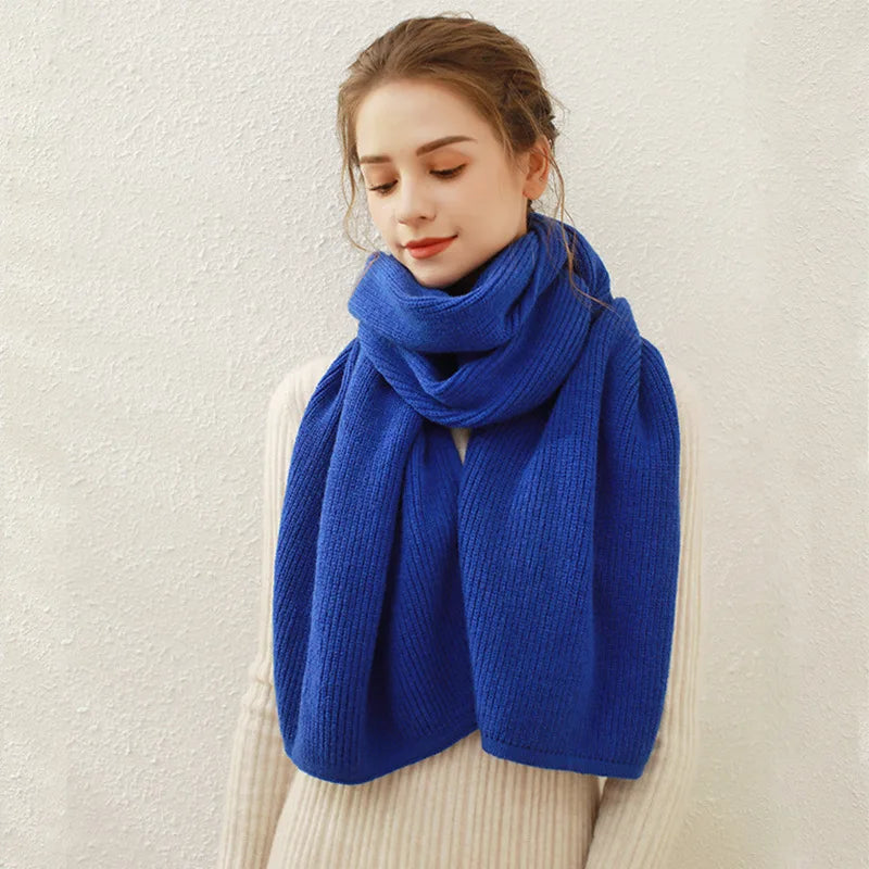 Cashmere Rib Knit Winter Scarf - Long Muffler For Women Klein Blue / L170Cm W30Cm Scarfs-L