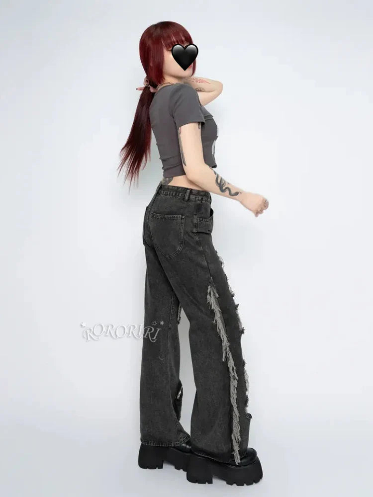 Patchwork Flare Tassel Halloween Pants