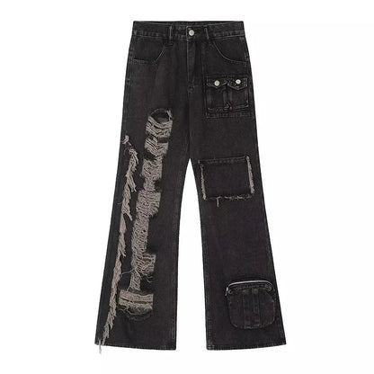 Patchwork Flare Tassel Halloween Pants