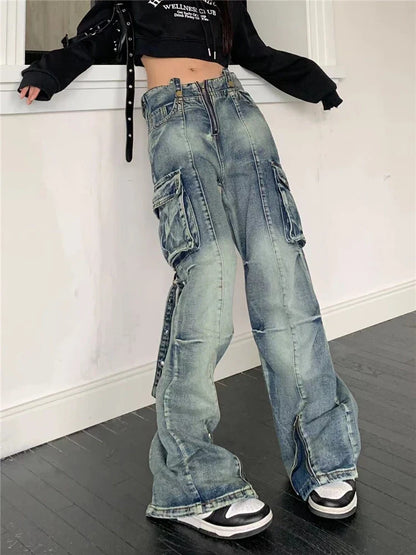 Leg Slit Halloween Wide Pants Zipper