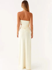 Hollow Metal Strapless Maxi Dress