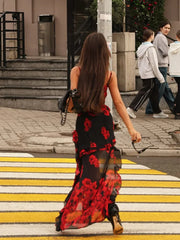 Asymmetrical Chiffon Street Floral Dress