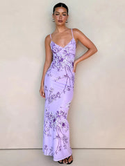 Sleeveless V-Neck Slim Floral Dress