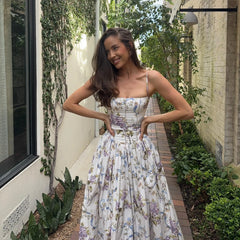 White Holiday Midi Floral Dress
