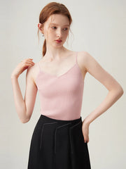 Pink V-neck Casual Loose Knit Cardigan