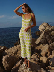Hollow Slim Short Sleeve Maxi Dress