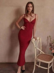 Mesh Strap Slim Bodycon Midi Dress