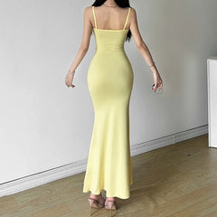 Yellow 3D Flower Cut Out Midi Dress