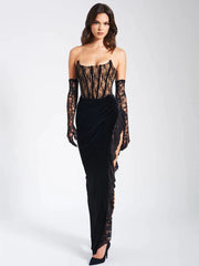 Lace Strapless Black Club Bodycon Dress