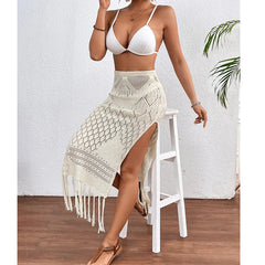 Knitted Tassel Cover-up Skirt