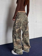 Washed Camouflage Pleated Cargo Pant