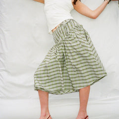 Plaid Tiered Ruffle A-line Skirt