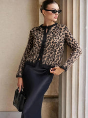 Leopard Button Casual Long Sleeve Cardigan