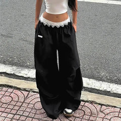 Lace Patchwork Cargo Joggers Pant