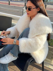 Fluffy Fox Fur Lapel Streetwear Coat