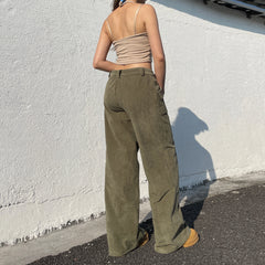 Corduroy Button Straight Pant