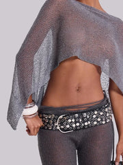 Gold Hollow Halter Knit Top