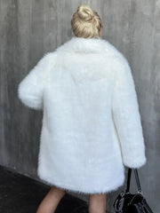 Mid-length Faux Fox Fur Lapel Coat