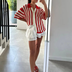 Office Rib V-Neck Knit Top