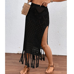 Knitted Tassel Cover-up Skirt