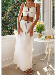 Embroidered Flower Camisole Skirt Two Piece Set