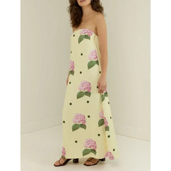 Strapless Floral A-Line Vacation Dress