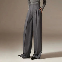 Draped Tight Waist Wide Leg Pant