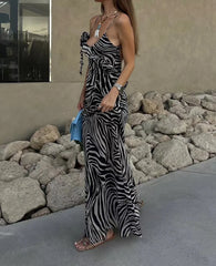 Ruffled Print Street Style Maxi Dress