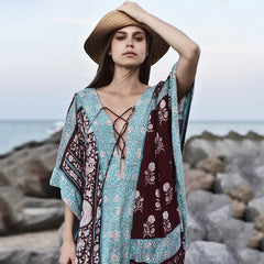 Floral Print Smock Bikini Cover Up Boho Dress
